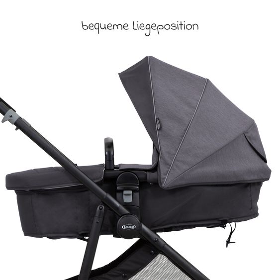 Graco Kombi-Kinderwagen & Buggy Transform bis 22 kg belastbar - mit zur Babywanne umbaubarer Sitzeinheit, Liegeposition inkl. Regenverdeck & Fußdecke - Slate