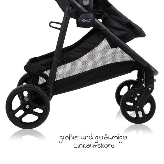 Graco Kombi-Kinderwagen & Buggy Transform bis 22 kg belastbar - mit zur Babywanne umbaubarer Sitzeinheit, Liegeposition inkl. Regenverdeck & Fußdecke - Slate