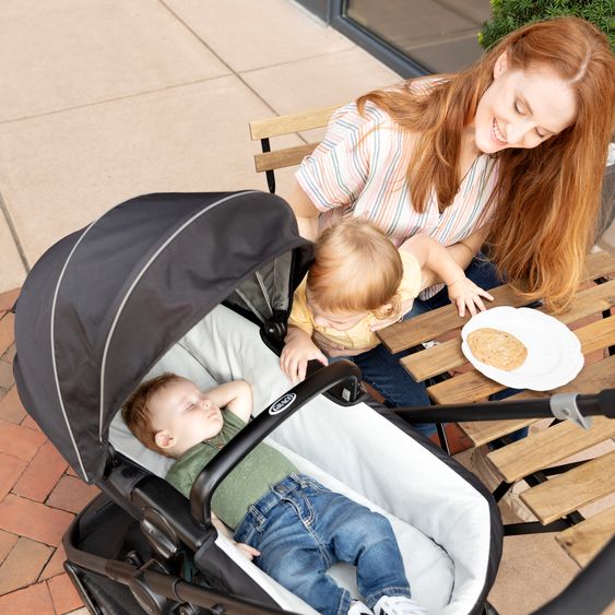 Graco Kombi-Kinderwagen & Buggy Transform bis 22 kg belastbar - mit zur Babywanne umbaubarer Sitzeinheit, Liegeposition inkl. Regenverdeck & Fußdecke - Slate