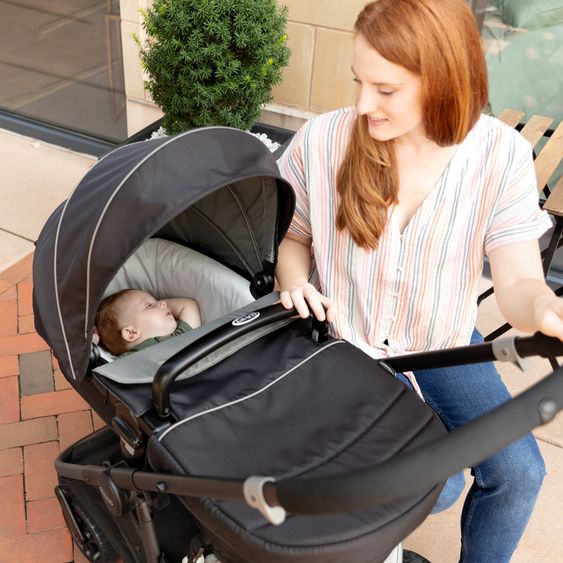 Graco Kombi-Kinderwagen & Buggy Transform bis 22 kg belastbar - mit zur Babywanne umbaubarer Sitzeinheit, Liegeposition inkl. Regenverdeck & Fußdecke - Slate