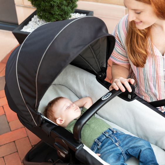 Graco Kombi-Kinderwagen & Buggy Transform bis 22 kg belastbar - mit zur Babywanne umbaubarer Sitzeinheit, Liegeposition inkl. Regenverdeck & Fußdecke - Slate