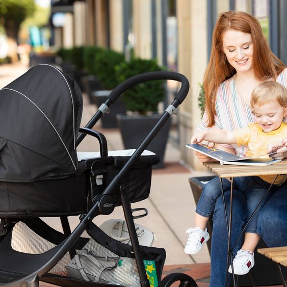 Graco Kombi-Kinderwagen & Buggy Transform bis 22 kg belastbar - mit zur Babywanne umbaubarer Sitzeinheit, Liegeposition inkl. Regenverdeck & Fußdecke - Slate