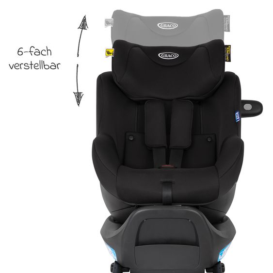 Graco Reboarder-Kindersitz SnugGo i-Size R129 ab Geburt - 4 Jahre (40 cm - 105 cm) inkl. Sitzverkleinerer - Midnight