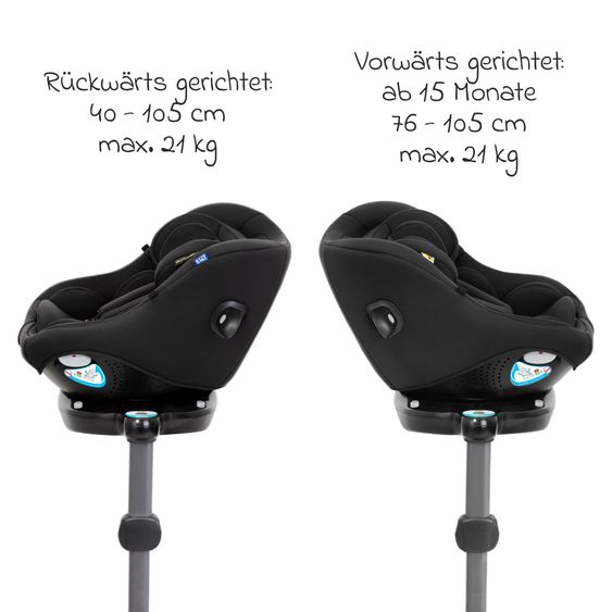 Graco Reboarder-Kindersitz Turn2Me DLX i-Size ab Geburt - 4 Jahre (40 cm - 105 cm) inkl. Isofix-Basis - Midnight