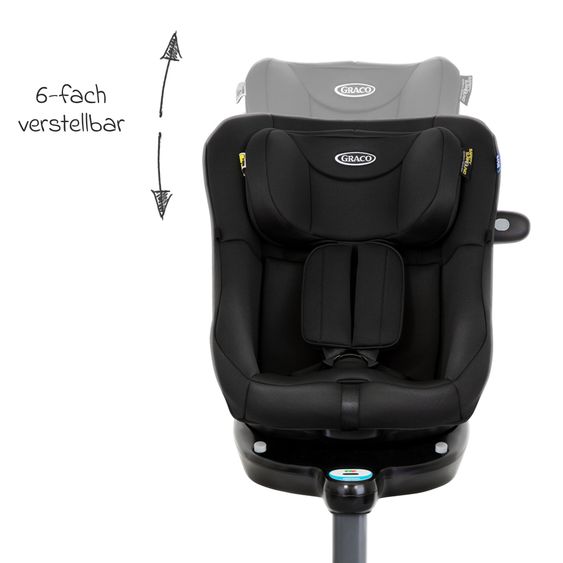 Graco Reboarder-Kindersitz Turn2Me DLX i-Size ab Geburt - 4 Jahre (40 cm - 105 cm) inkl. Isofix-Basis - Midnight