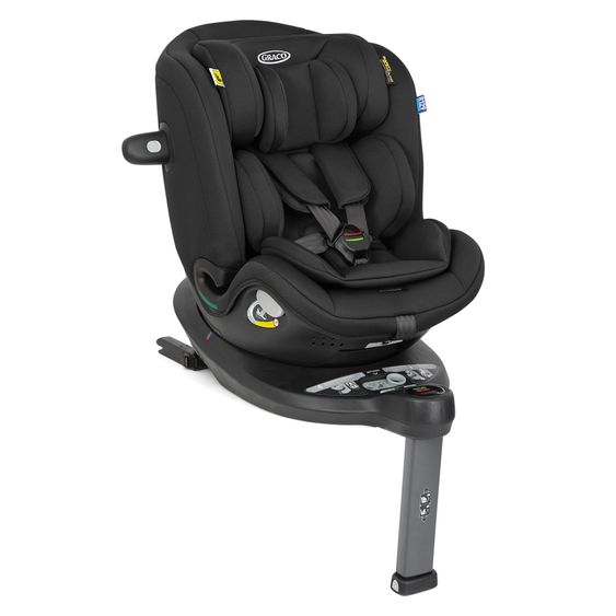 Graco Seggiolino auto Reboarder Turn2Me Grow i-Size dalla nascita - 7 anni (40 cm - 125 cm) incl. riduttore seggiolino & base Isofix - Midnight