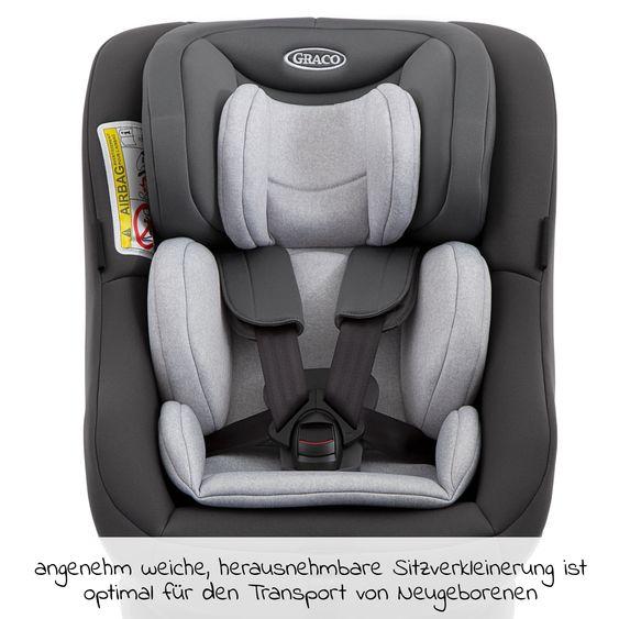 Graco Reboarder-Kindersitz Turn2Me Gruppe 0+/1 - ab Geburt - 4 Jahre (ab Geburt - 18 kg) inkl. Sitzverkleinerer - Charcoal
