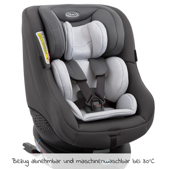 Graco Reboarder-Kindersitz Turn2Me Gruppe 0+/1 - ab Geburt - 4 Jahre (ab Geburt - 18 kg) inkl. Sitzverkleinerer - Charcoal