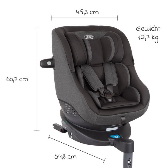 Graco Reboarder-Kindersitz Turn2Me i-Size ab Geburt - 4 Jahre (40 cm-105 cm) mit Sitzverkleinerer & Isofix-Basis - Heather