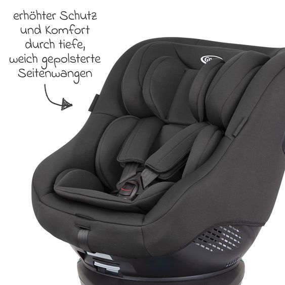 Graco Reboarder-Kindersitz Turn2Me i-Size ab Geburt - 4 Jahre (40 cm-105 cm) mit Sitzverkleinerer & Isofix-Basis - Midnight