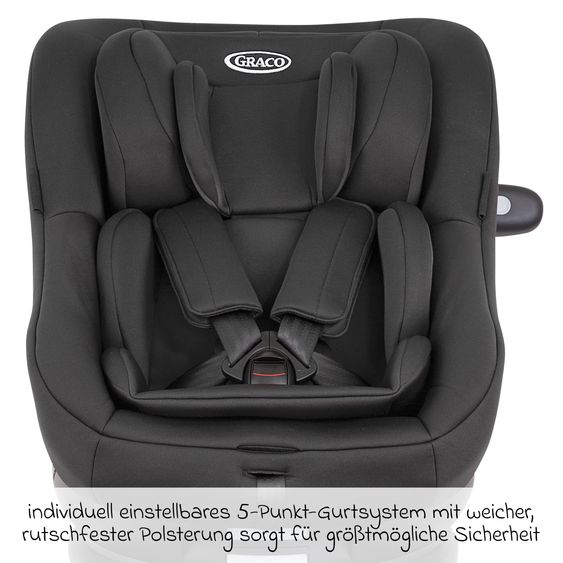 Graco Reboarder-Kindersitz Turn2Me i-Size ab Geburt - 4 Jahre (40 cm-105 cm) mit Sitzverkleinerer & Isofix-Basis - Midnight