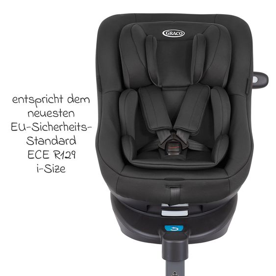 Graco Reboarder-Kindersitz Turn2Me i-Size ab Geburt - 4 Jahre (40 cm-105 cm) mit Sitzverkleinerer & Isofix-Basis - Midnight