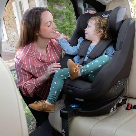 Graco Reboarder-Kindersitz Turn2Me i-Size ab Geburt - 4 Jahre (40 cm-105 cm) mit Sitzverkleinerer & Isofix-Basis - Midnight