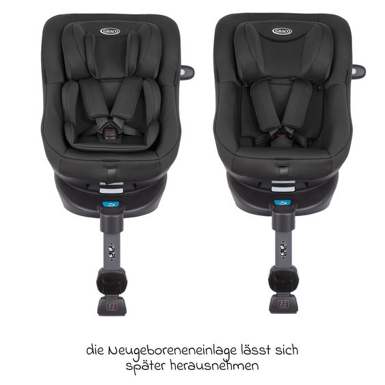 Graco Reboarder-Kindersitz Turn2Me i-Size ab Geburt - 4 Jahre (40 cm-105 cm) mit Sitzverkleinerer & Isofix-Basis - Midnight