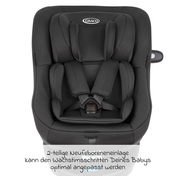 Graco Reboarder-Kindersitz Turn2Me i-Size ab Geburt - 4 Jahre (40 cm-105 cm) mit Sitzverkleinerer & Isofix-Basis - Midnight