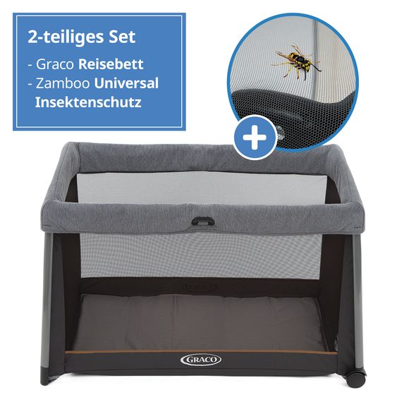 Graco Travel cot FoldLite from birth - 3 years only 6.78 kg light incl. carry bag & insect screen - Shadow