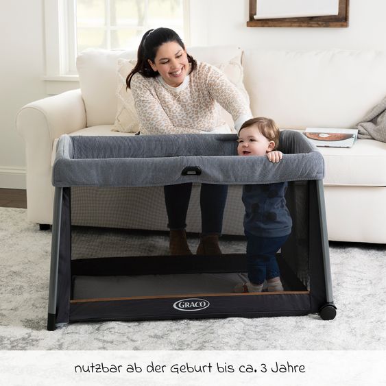 Graco Travel cot FoldLite from birth - 3 years only 6.78 kg light incl. carry bag & insect screen - Shadow