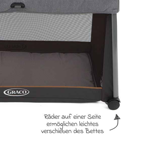 Graco Travel cot FoldLite from birth - 3 years only 6.78 kg light incl. carry bag & insect screen - Shadow