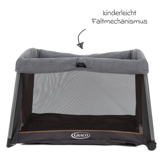 Graco Travel cot FoldLite from birth - 3 years only 6.78 kg light incl. carry bag & insect screen - Shadow