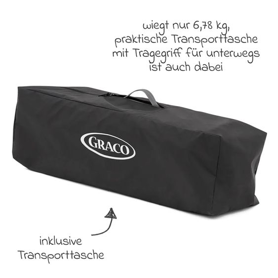 Graco Reisebett FoldLite ab Geburt - 3 Jahre nur 6,78 kg leicht inkl. Transporttasche & Insektenschutz - Shadow