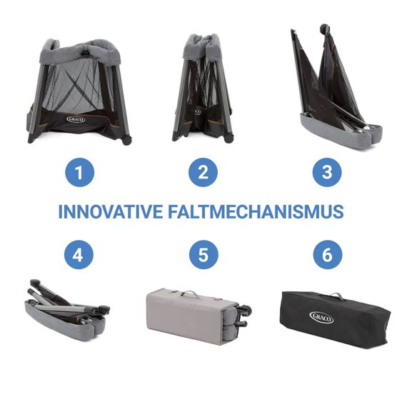 Graco Reisebett FoldLite ab Geburt - 3 Jahre nur 6,78 kg leicht inkl. Transporttasche - Shadow