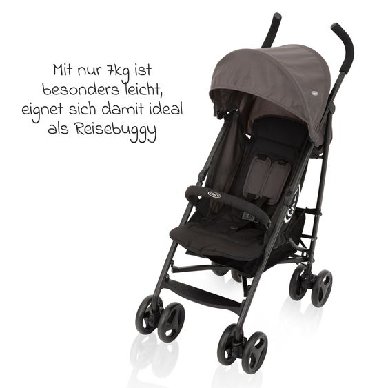 Graco Reisebuggy & Sportwagen Travelite nur 7 kg leicht mit Liegeposition - Black & Grey