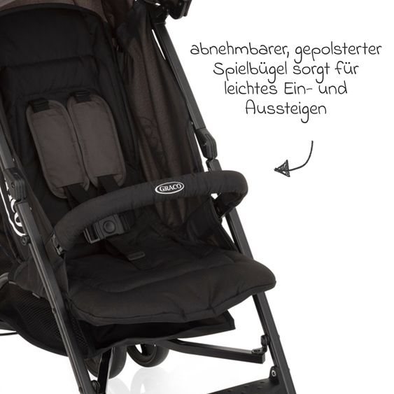 Graco Reisebuggy & Sportwagen Travelite nur 7 kg leicht mit Liegeposition - Black & Grey