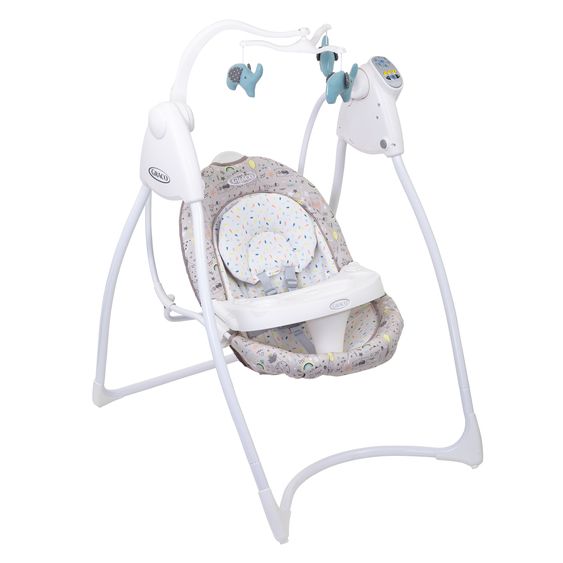 Graco Schaukel Lovin Hug ab Geburt - 9 Monate mit abnehmbarem Tablett inkl. Mobile mit 3 Stoff-Elefanten - Daydream