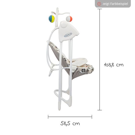 Graco Schaukel Lovin Hug ab Geburt - 9 Monate mit abnehmbarem Tablett inkl. Mobile mit 3 Stoff-Elefanten - Daydream