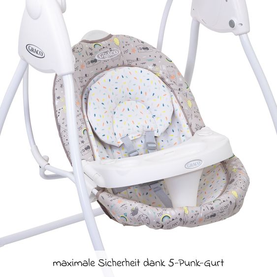 Graco Schaukel Lovin Hug ab Geburt - 9 Monate mit abnehmbarem Tablett inkl. Mobile mit 3 Stoff-Elefanten - Daydream