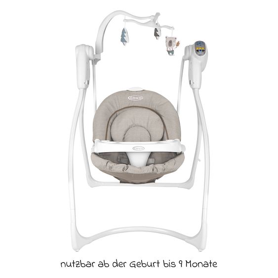 Graco Schaukel Lovin Hug ab Geburt - 9 Monate mit abnehmbarem Tablett inkl. Mobile mit 3 Stoff-Figuren - Little Adventures