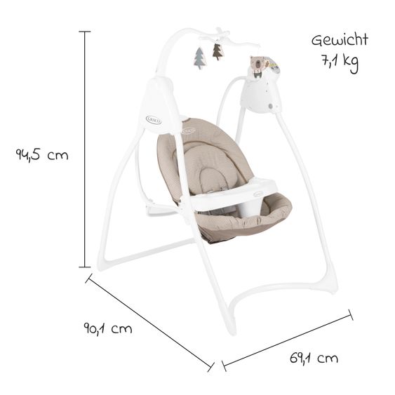 Graco Schaukel Lovin Hug ab Geburt - 9 Monate mit abnehmbarem Tablett inkl. Mobile mit 3 Stoff-Figuren - Little Adventures