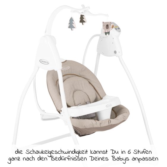 Graco Schaukel Lovin Hug ab Geburt - 9 Monate mit abnehmbarem Tablett inkl. Mobile mit 3 Stoff-Figuren - Little Adventures