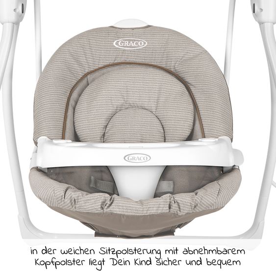 Graco Schaukel Lovin Hug ab Geburt - 9 Monate mit abnehmbarem Tablett inkl. Mobile mit 3 Stoff-Figuren - Little Adventures