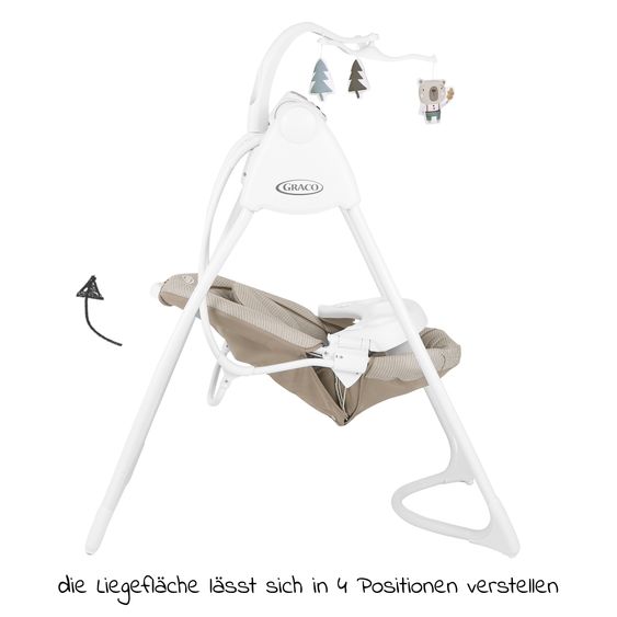 Graco Schaukel Lovin Hug ab Geburt - 9 Monate mit abnehmbarem Tablett inkl. Mobile mit 3 Stoff-Figuren - Little Adventures