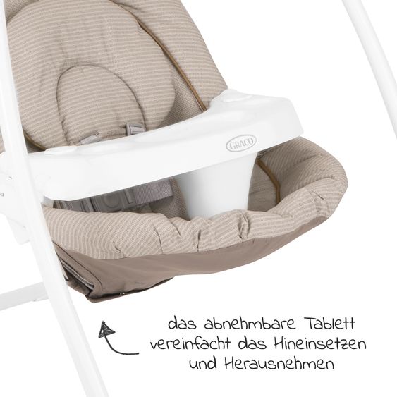 Graco Schaukel Lovin Hug ab Geburt - 9 Monate mit abnehmbarem Tablett inkl. Mobile mit 3 Stoff-Figuren - Little Adventures