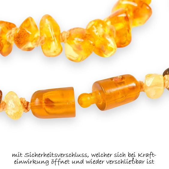 Grünspecht Amber necklace for babies - flat baroque cognac