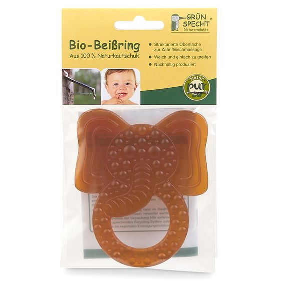 Grünspecht Bio-Beißring aus Naturkautschuk - Elefant