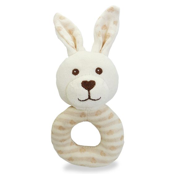 Grünspecht Bio-Greifling Hase mit Rassel - Ecru