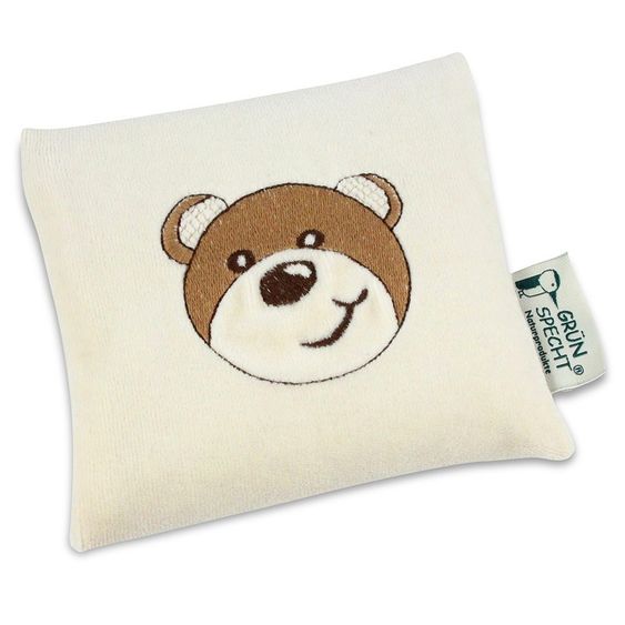 Grünspecht Organic flax seed pillow for babies 13x13 cm - bear