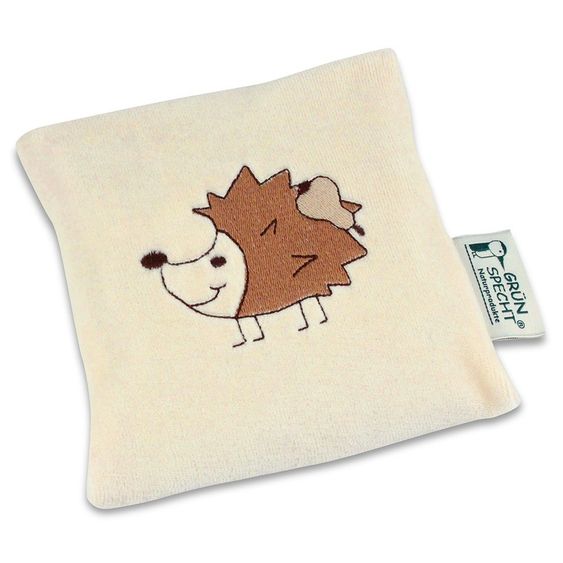 Grünspecht Cuscino biologico ai semi di lino per bambini 13x13 cm - Riccio