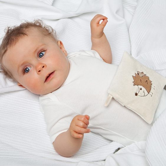 Grünspecht Cuscino biologico ai semi di lino per bambini 13x13 cm - Riccio