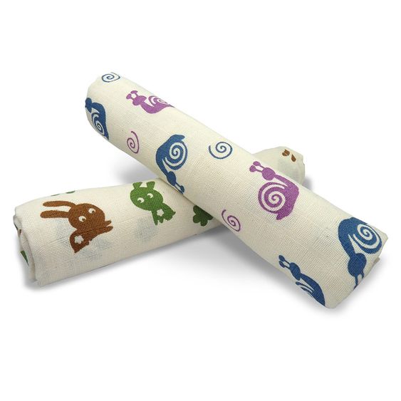 Grünspecht Bio-Mullwindeln 2er Pack 70 x 70 cm - Schnecken & Hasen
