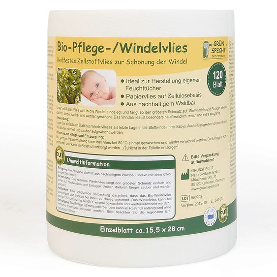 Grünspecht Bio-Pflege-/Windelvlies 120 Blatt