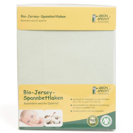 Grünspecht Organic fitted sheet for crib 60 x 120 / 70 x 140 cm - Green