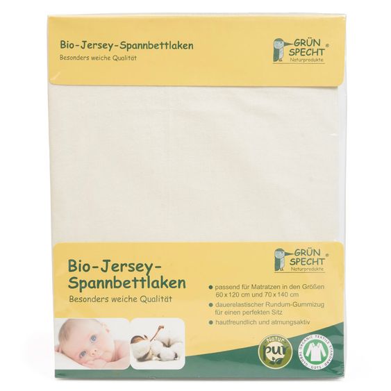 Grünspecht Organic fitted sheet for crib 60 x 120 / 70 x 140 cm - nature