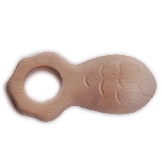 Grünspecht Edelstein-Rassel Fisch aus Holz