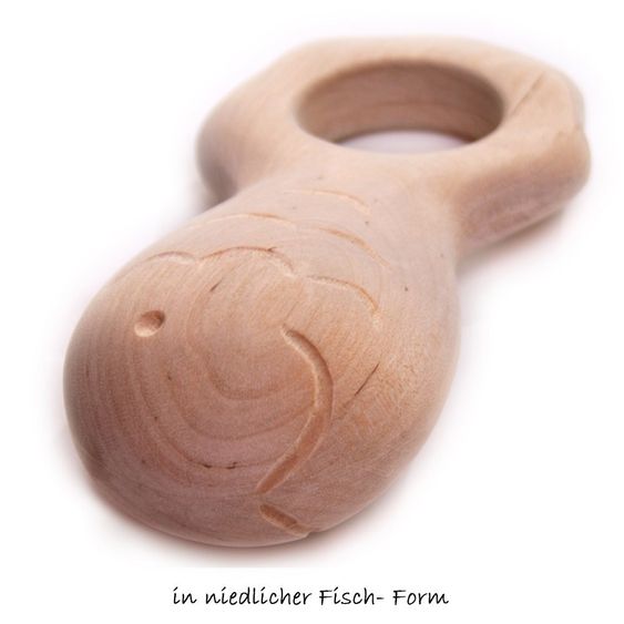 Grünspecht Edelstein-Rassel Fisch aus Holz
