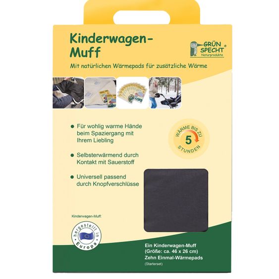 Grünspecht Handmuff / Handwärmer für Kinderwagen