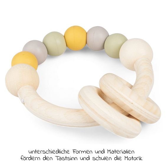 Grünspecht Wooden handring with rubber beads - Meadow